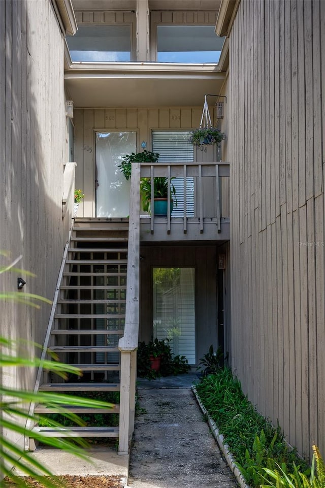 doorway to property with a balcony