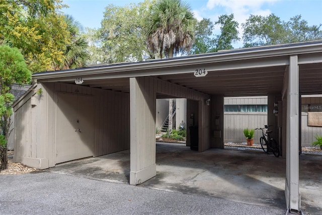 view of parking featuring a carport