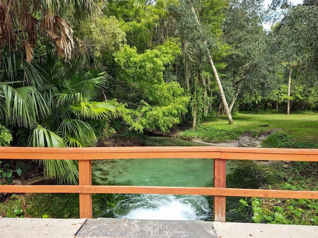 view of yard with a water view