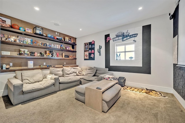 view of carpeted cinema room