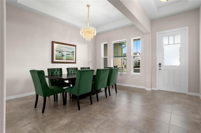 dining room with a notable chandelier