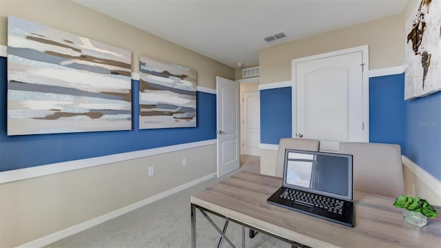 view of carpeted office space