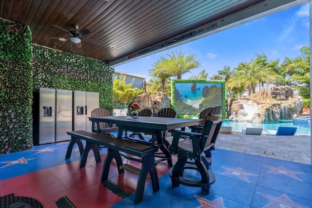 1021 Fantasy Dr, Davenport, FL 33896 - view of patio / terrace with outdoor dining space, an outdoor pool, and a ceiling fan