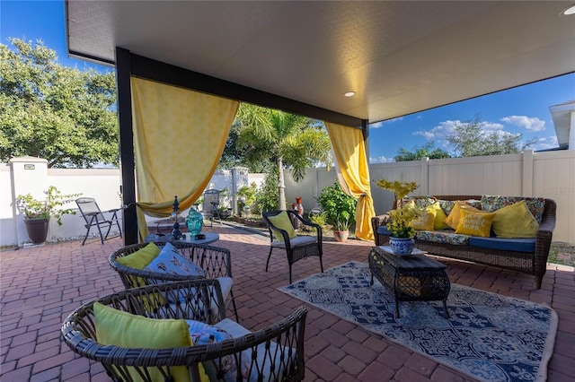 view of patio with an outdoor hangout area