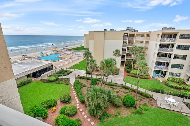 exterior space with a view of the beach