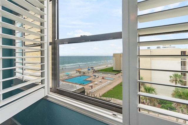 property view of water with a beach view