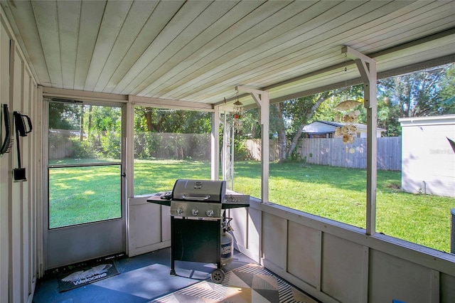 view of unfurnished sunroom