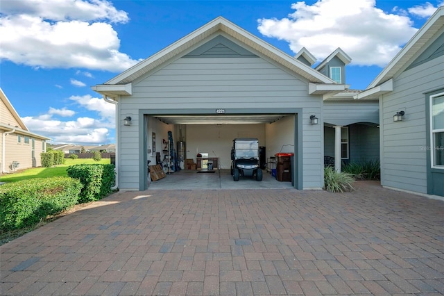 garage with wooden walls