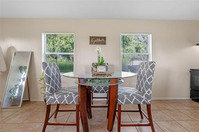 tiled dining area with a healthy amount of sunlight