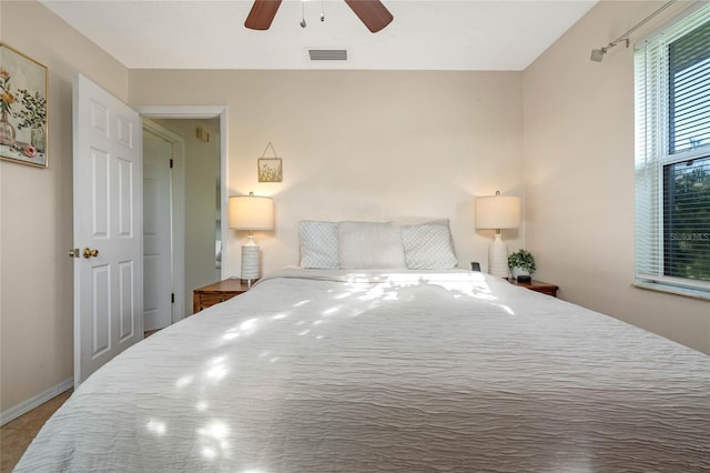 bedroom featuring ceiling fan