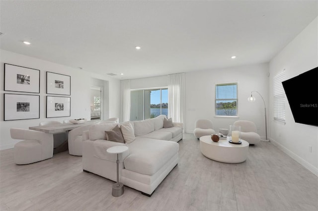 living room featuring light hardwood / wood-style flooring