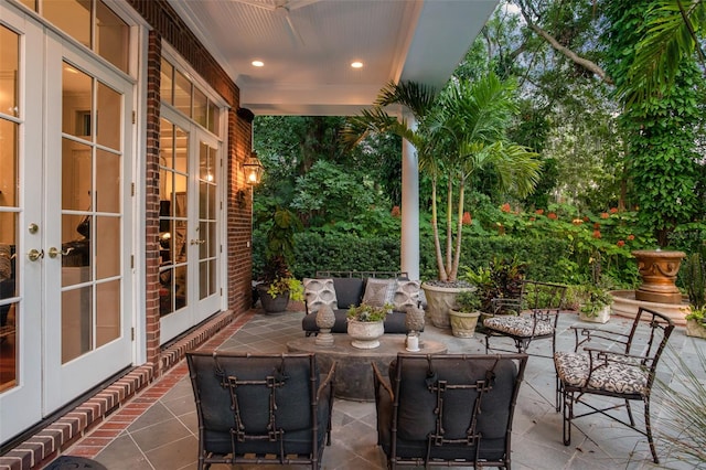 view of patio featuring french doors