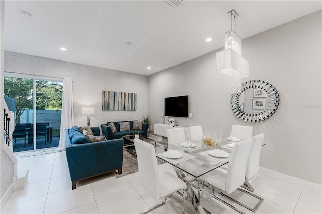 view of tiled living room