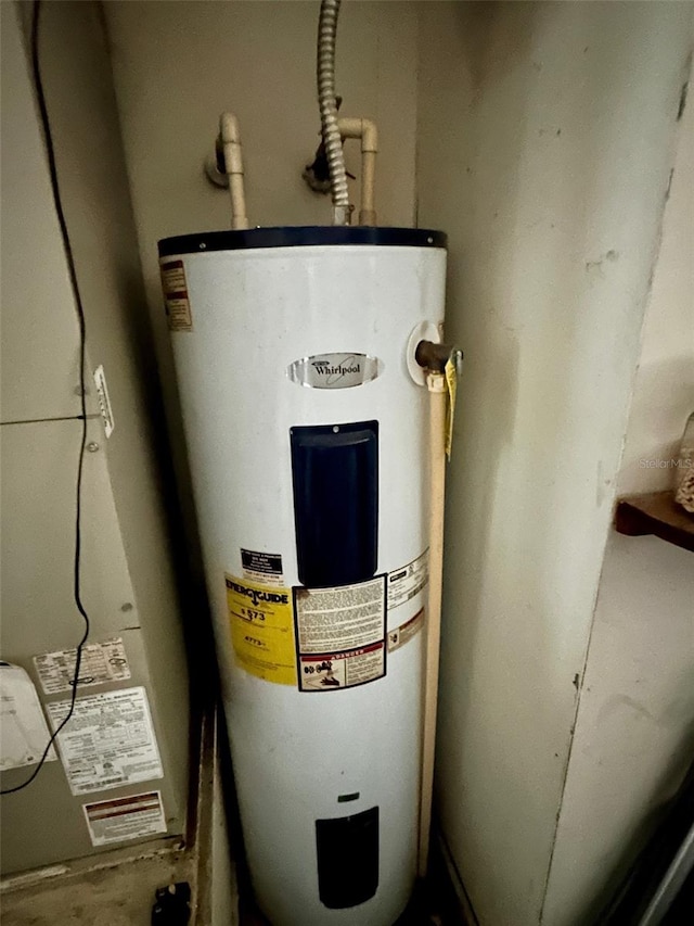 utility room featuring water heater