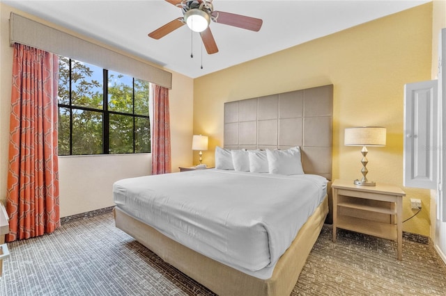 bedroom featuring ceiling fan