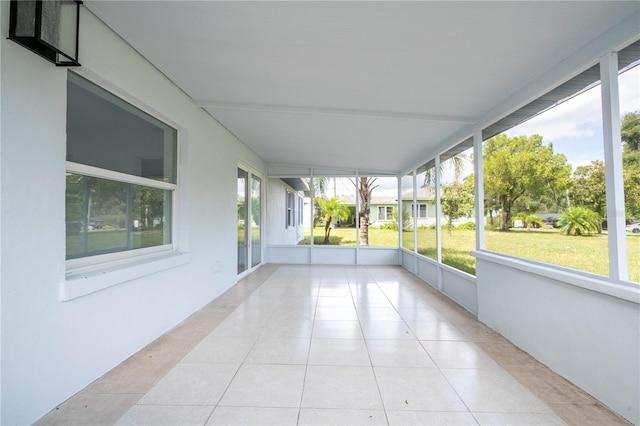 view of unfurnished sunroom