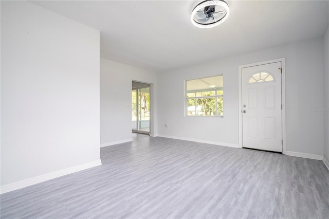 foyer entrance with light hardwood / wood-style flooring