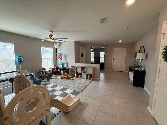 2346 Upland Ln, Apopka, FL 32712 - recreation room featuring ceiling fan, light tile patterned floors, baseboards, and recessed lighting