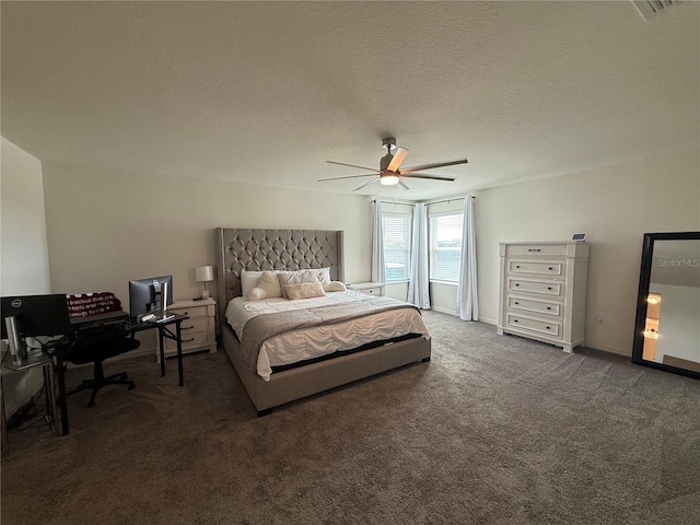 2346 Upland Ln, Apopka, FL 32712 - bedroom with carpet, ceiling fan, a desk, and a textured ceiling