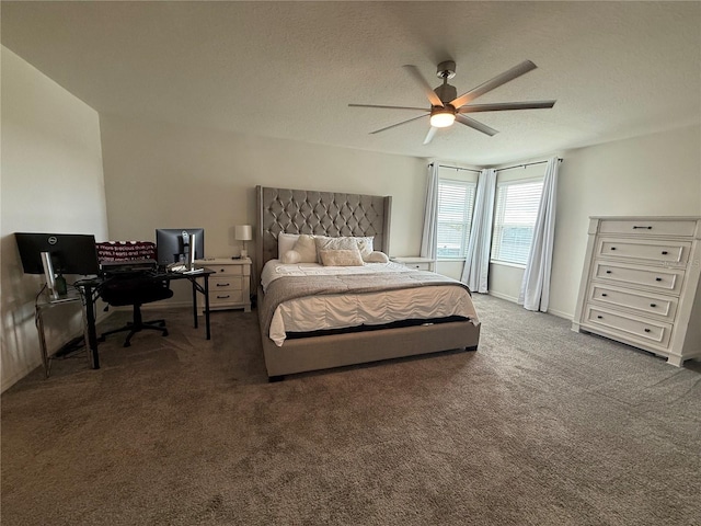 2346 Upland Ln, Apopka, FL 32712 - carpeted bedroom featuring a ceiling fan, a desk, and a textured ceiling