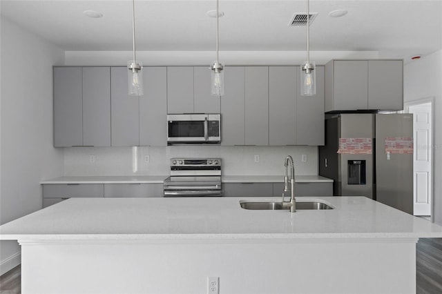 16941 SW 30th Avenue Rd SW, Ocala, FL 34473 - kitchen with visible vents, modern cabinets, a sink, appliances with stainless steel finishes, and gray cabinets