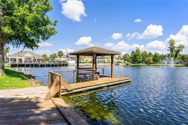 dock area with a water view