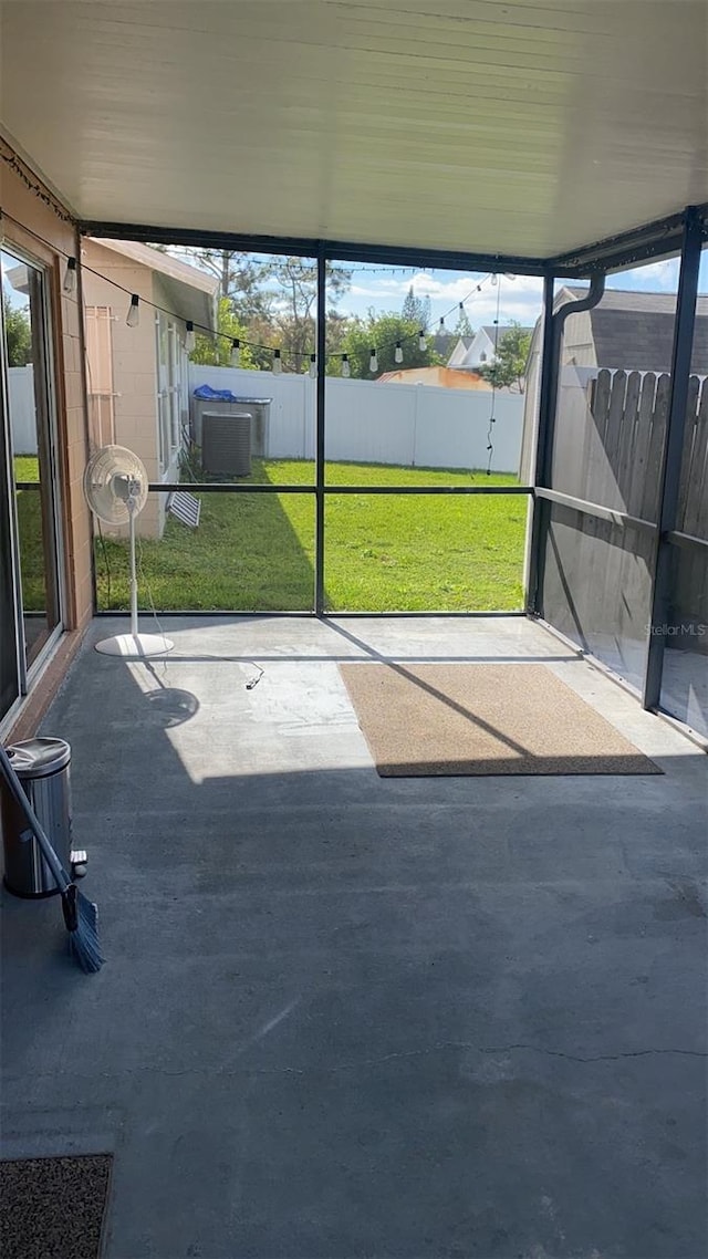 view of unfurnished sunroom