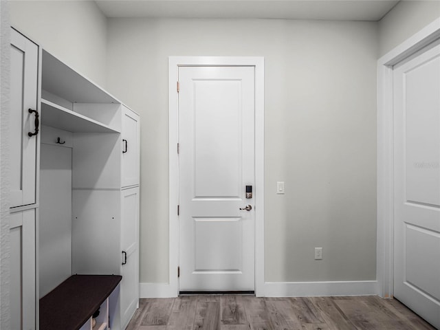 mudroom featuring light hardwood / wood-style flooring