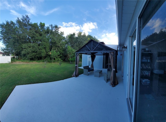 view of patio / terrace featuring a gazebo