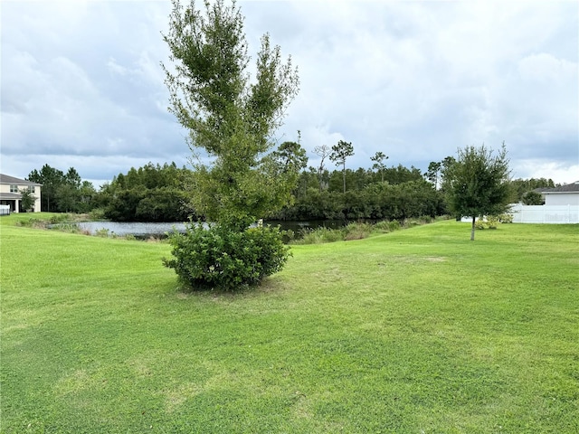 view of yard with a water view