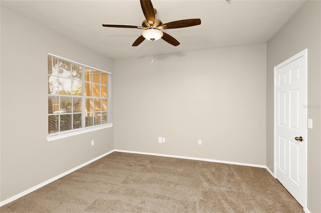 empty room with carpet and ceiling fan