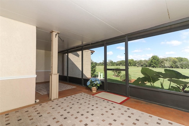 view of unfurnished sunroom