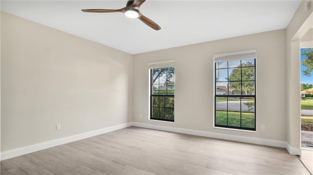 7972 Snowberry Cir, Orlando, FL 32819 - empty room with ceiling fan, light wood-style flooring, and baseboards