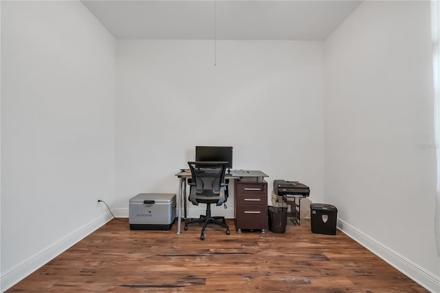 office area with dark hardwood / wood-style flooring