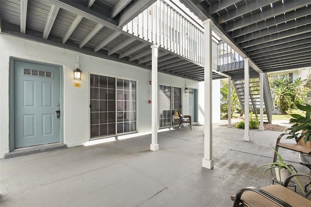 view of patio with stairs