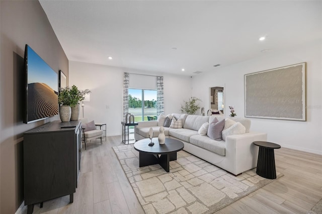 living room featuring light hardwood / wood-style flooring