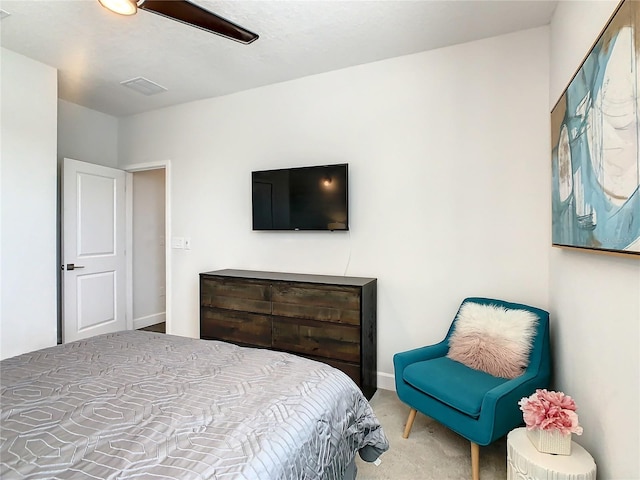 bedroom with carpet and ceiling fan