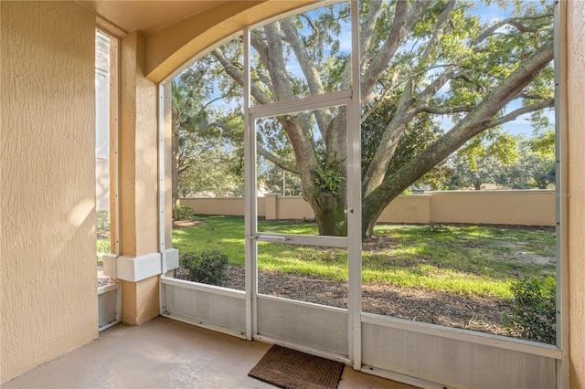 view of unfurnished sunroom