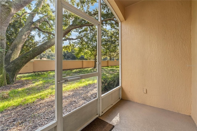 view of unfurnished sunroom