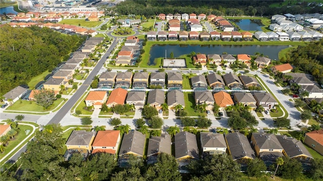 bird's eye view featuring a water view