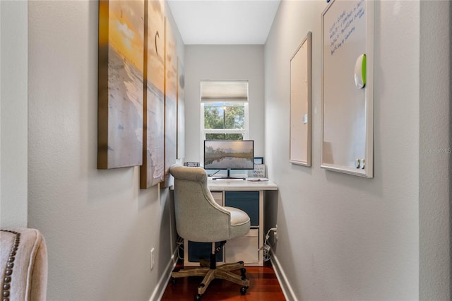 office area with dark wood-type flooring