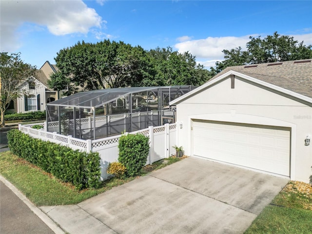 exterior space featuring a garage