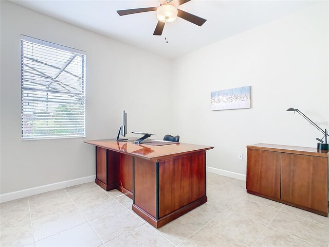 8920 Dove Valley Way, Davenport, FL 33896 - office with ceiling fan, baseboards, and light tile patterned flooring