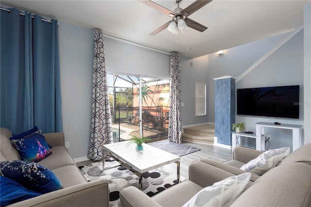 3052 Secret Lake Dr, Kissimmee, FL 34747 - living room with a ceiling fan and wood finished floors