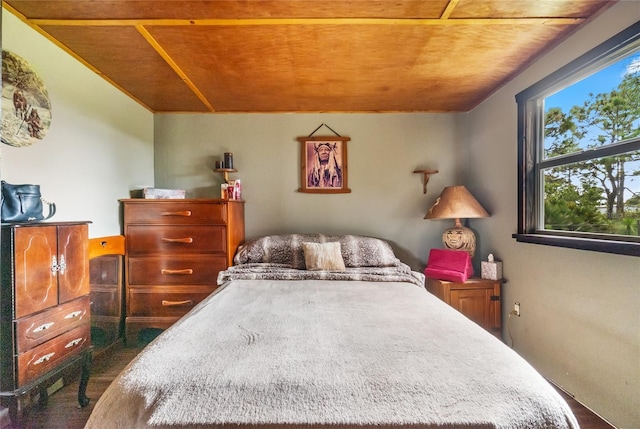 bedroom featuring wood ceiling