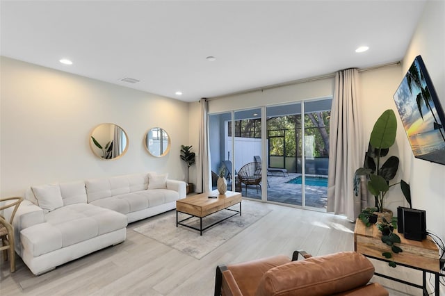 living room featuring light hardwood / wood-style flooring