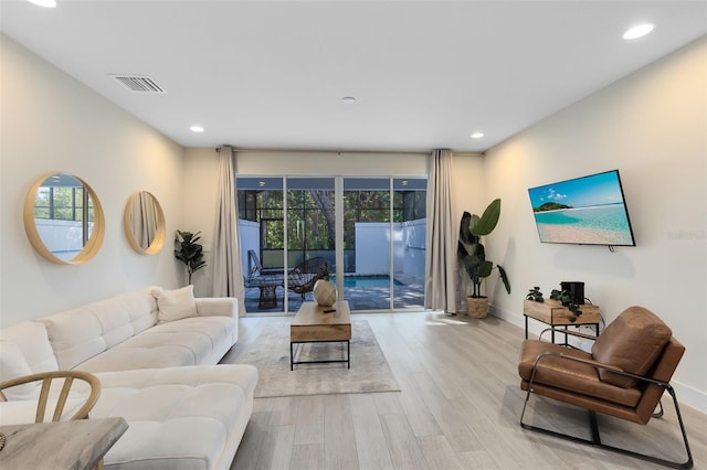 living room featuring light hardwood / wood-style floors