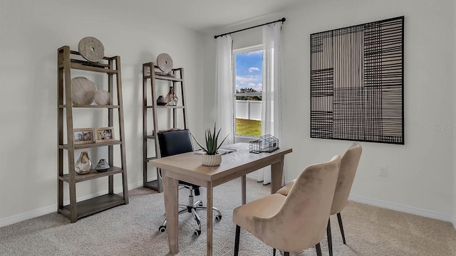 view of carpeted home office