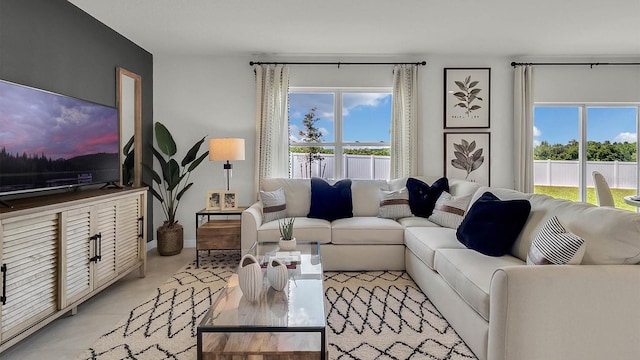 living room featuring plenty of natural light