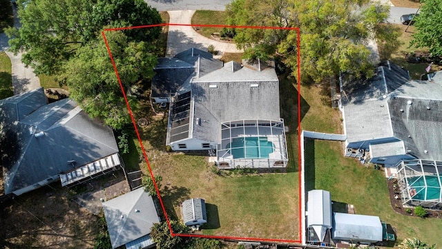 2717 Bayview Dr, Eustis, FL 32726 - aerial view of property and surrounding area with a pool area and property boundaries highlighted